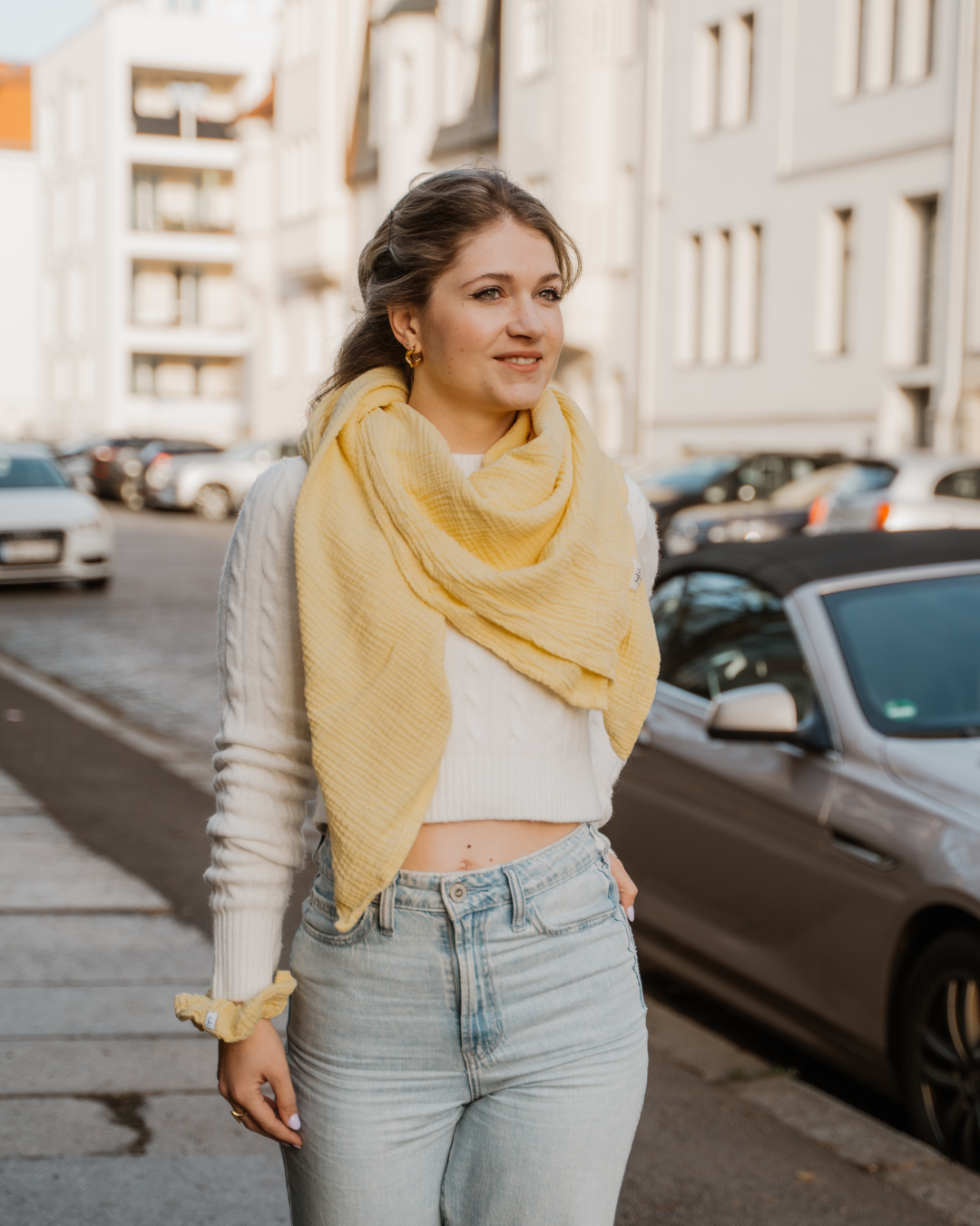 Musselin-Halstuch Erwachsene • Soft Yellow - hutch&putch GmbH
