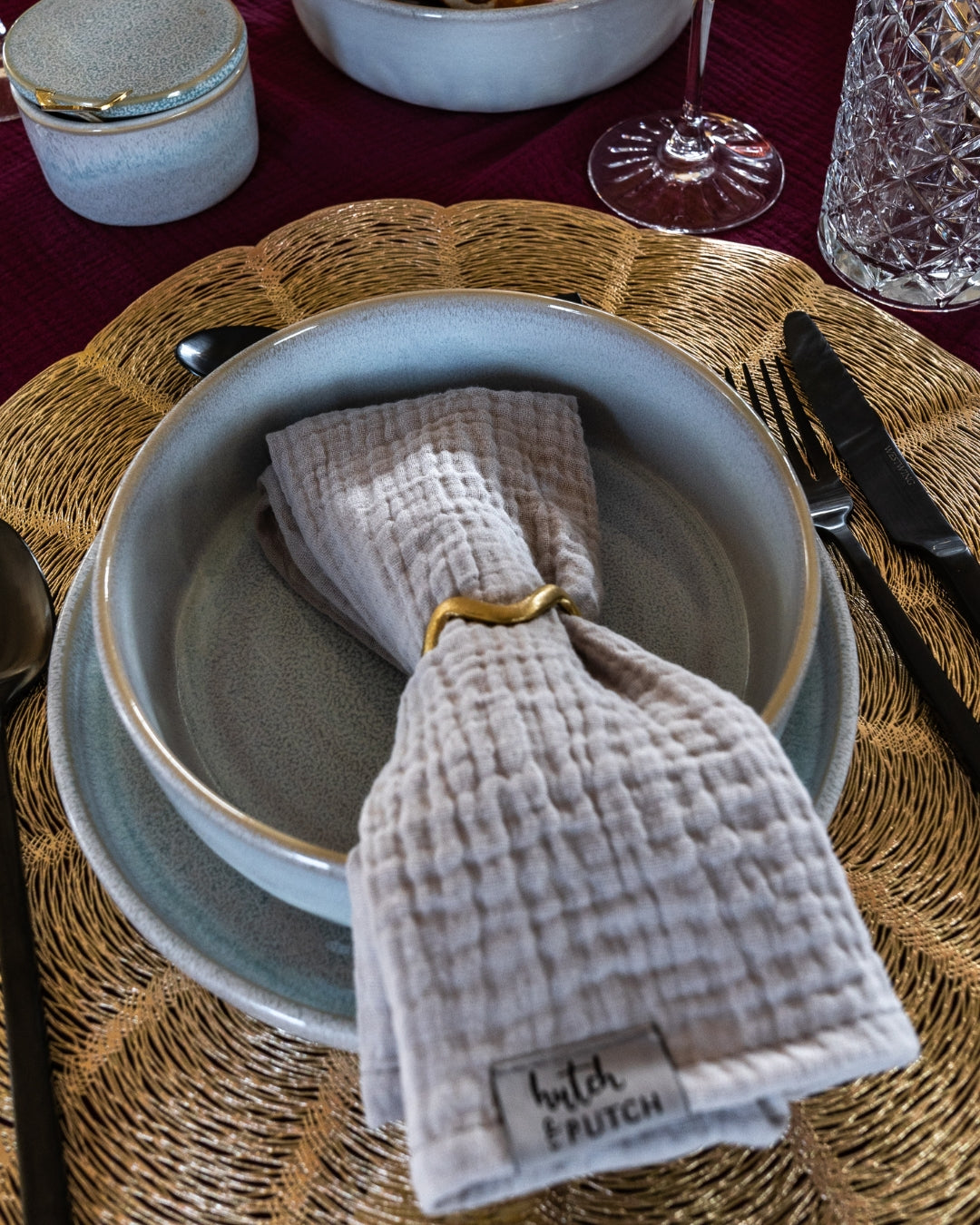 Musselin-Servietten "Anne-Marie" • Light Grey - hutch&putch GmbH