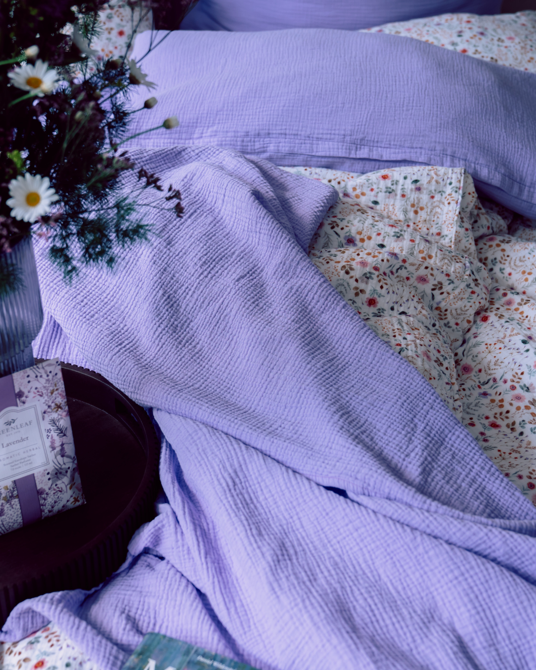 Musselin-Sommerdecke "Josephin" • Lavendel - hutch&putch GmbH