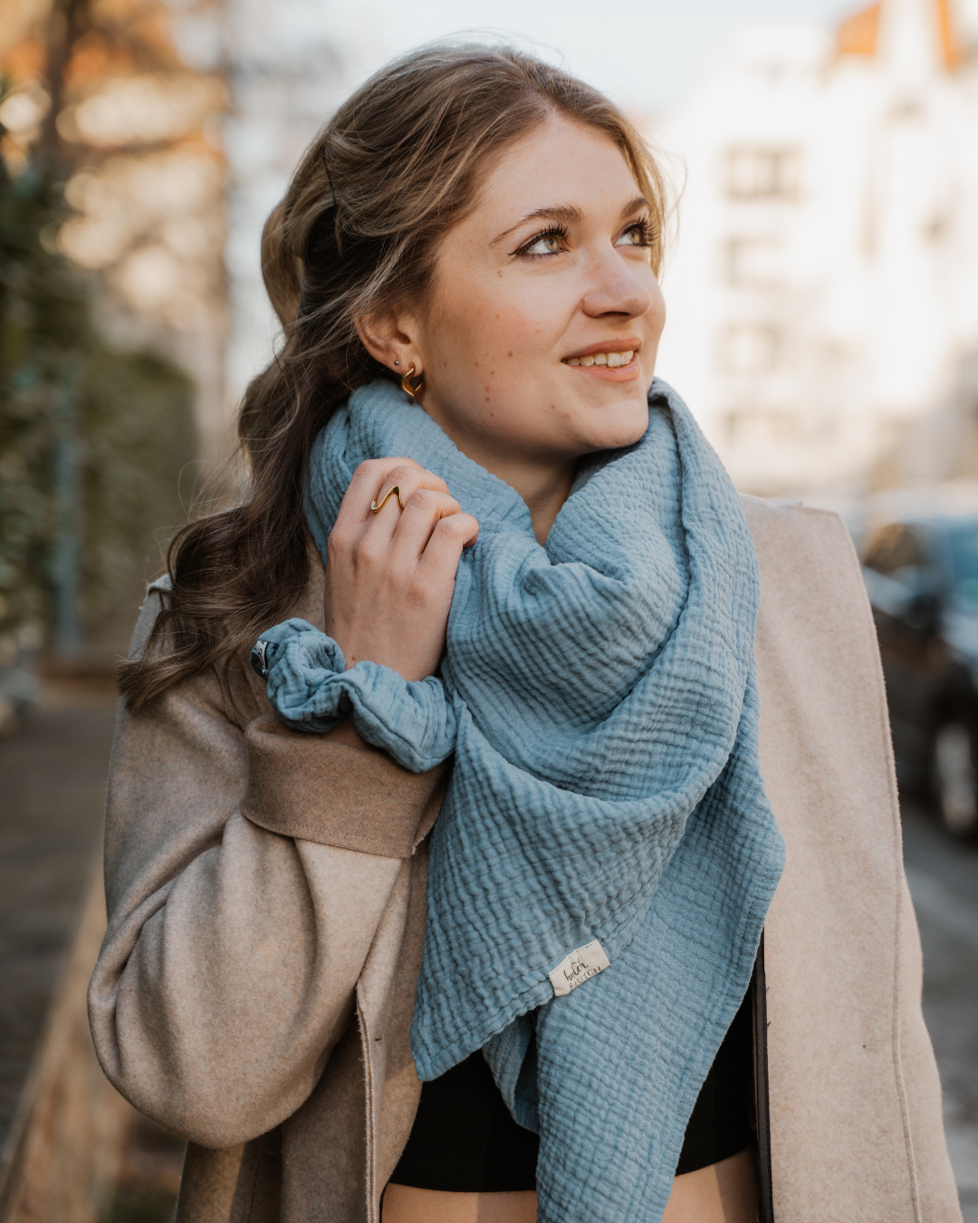 Musselin-Halstuch Erwachsene • Dusty Blue - hutch&putch GmbH
