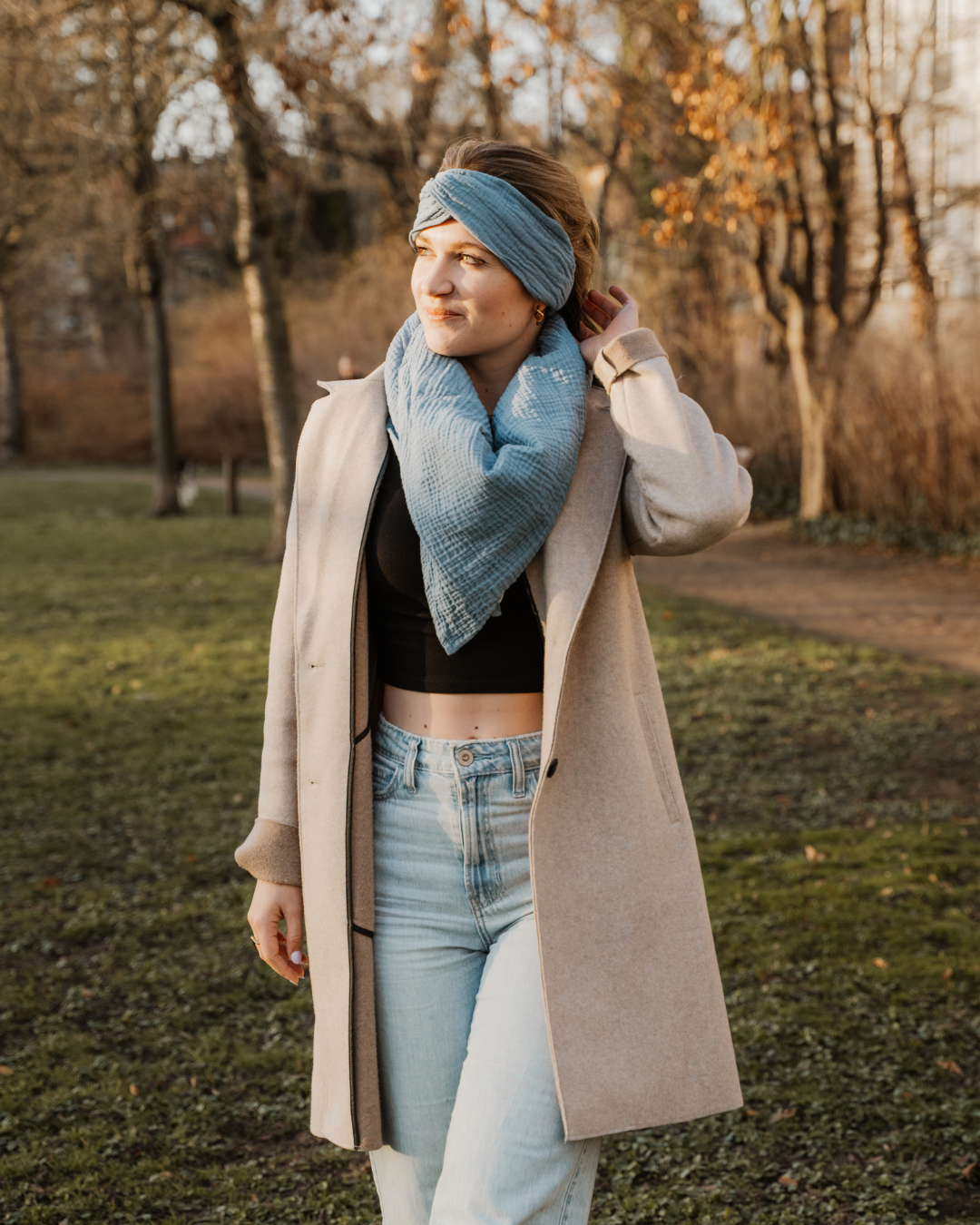 Musselin-Halstuch Erwachsene • Dusty Blue - hutch&putch GmbH