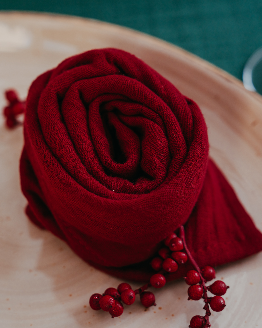 Musselin-Servietten "Anne-Marie" • Cranberry • 4er-Set - hutch&putch GmbH