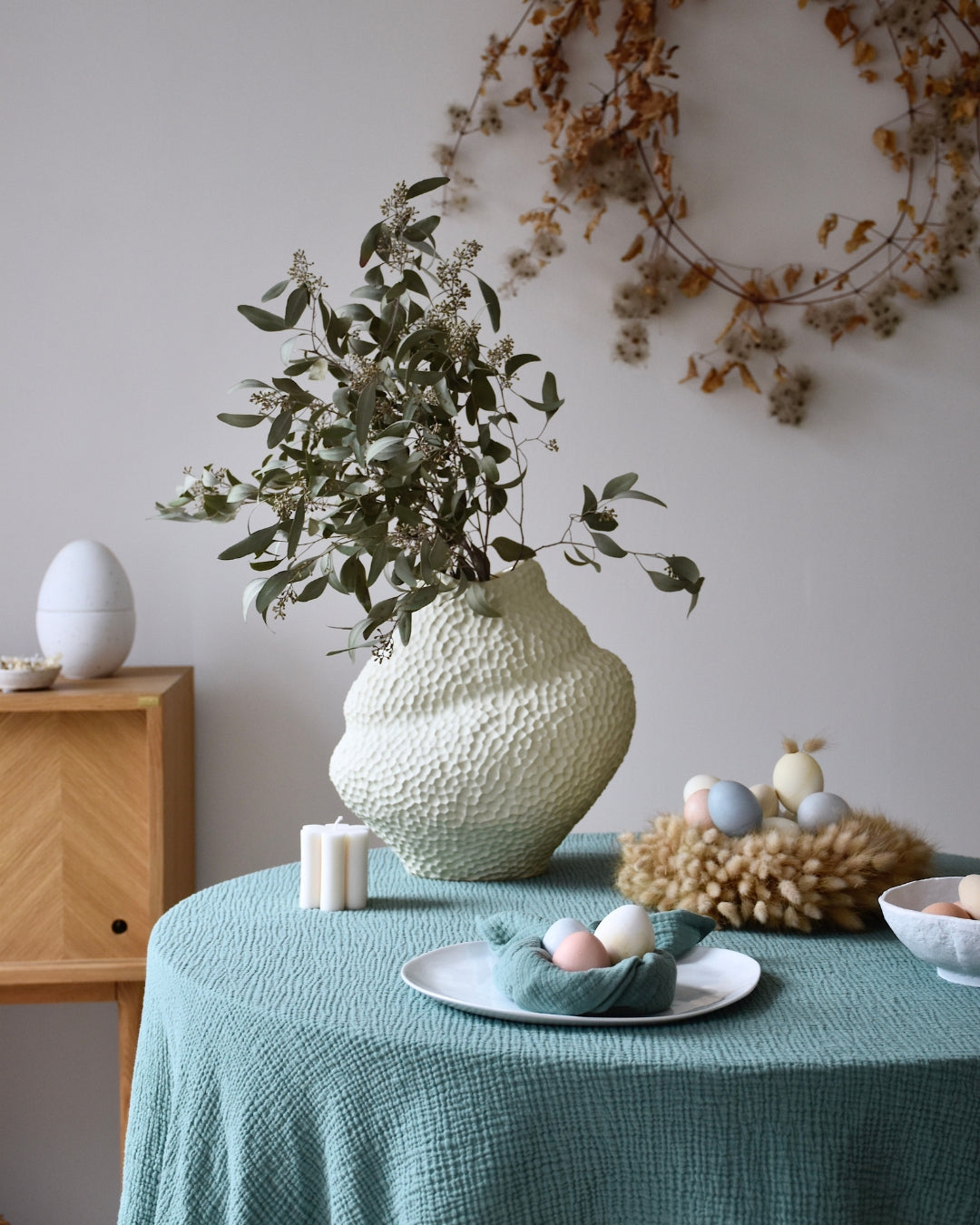 Musselin-Tischdecke "Angelina" • Eucalyptus - hutch&putch GmbH