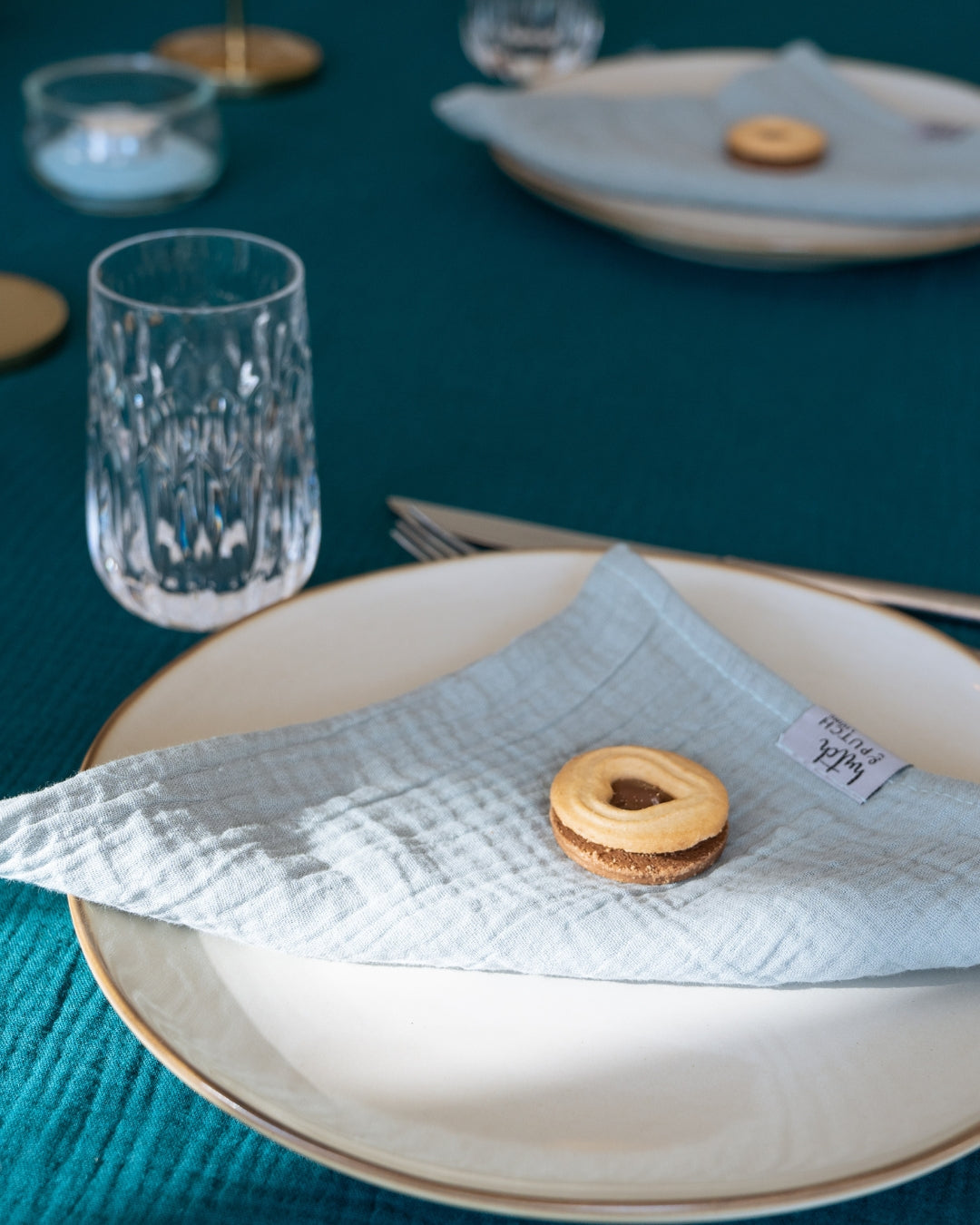 Musselin-Servietten "Anne-Marie" • Aquamarine - hutch&putch GmbH