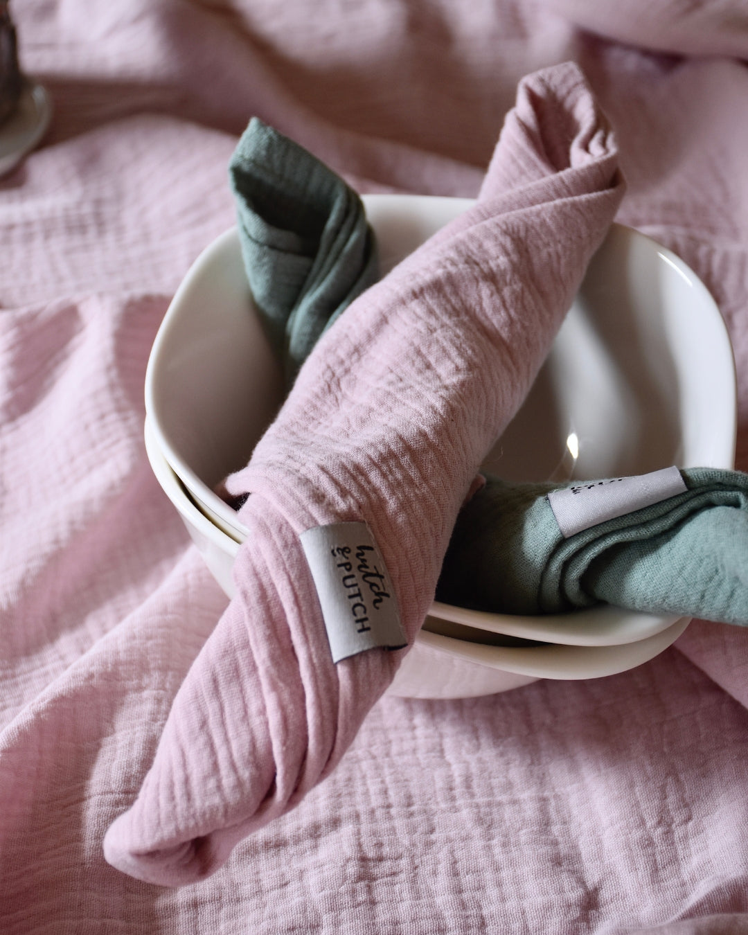 Musselin-Servietten "Anne-Marie" • Mauve • 4er-Set - hutch&putch GmbH