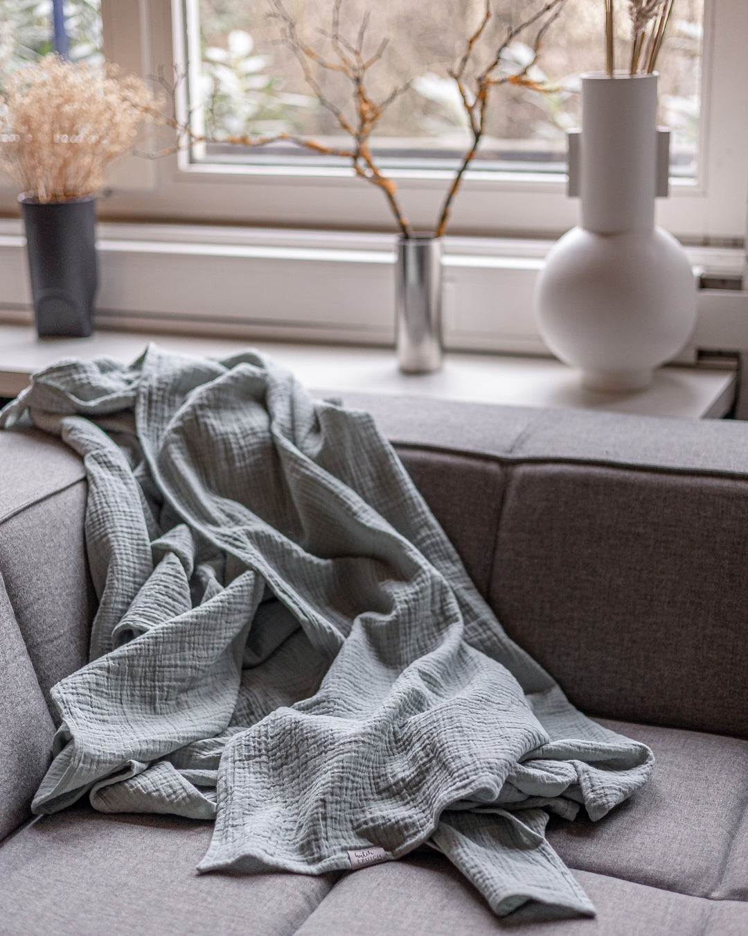 Musselin-Sommerdecke "Josephin" • Aquamarine - hutch&putch GmbH