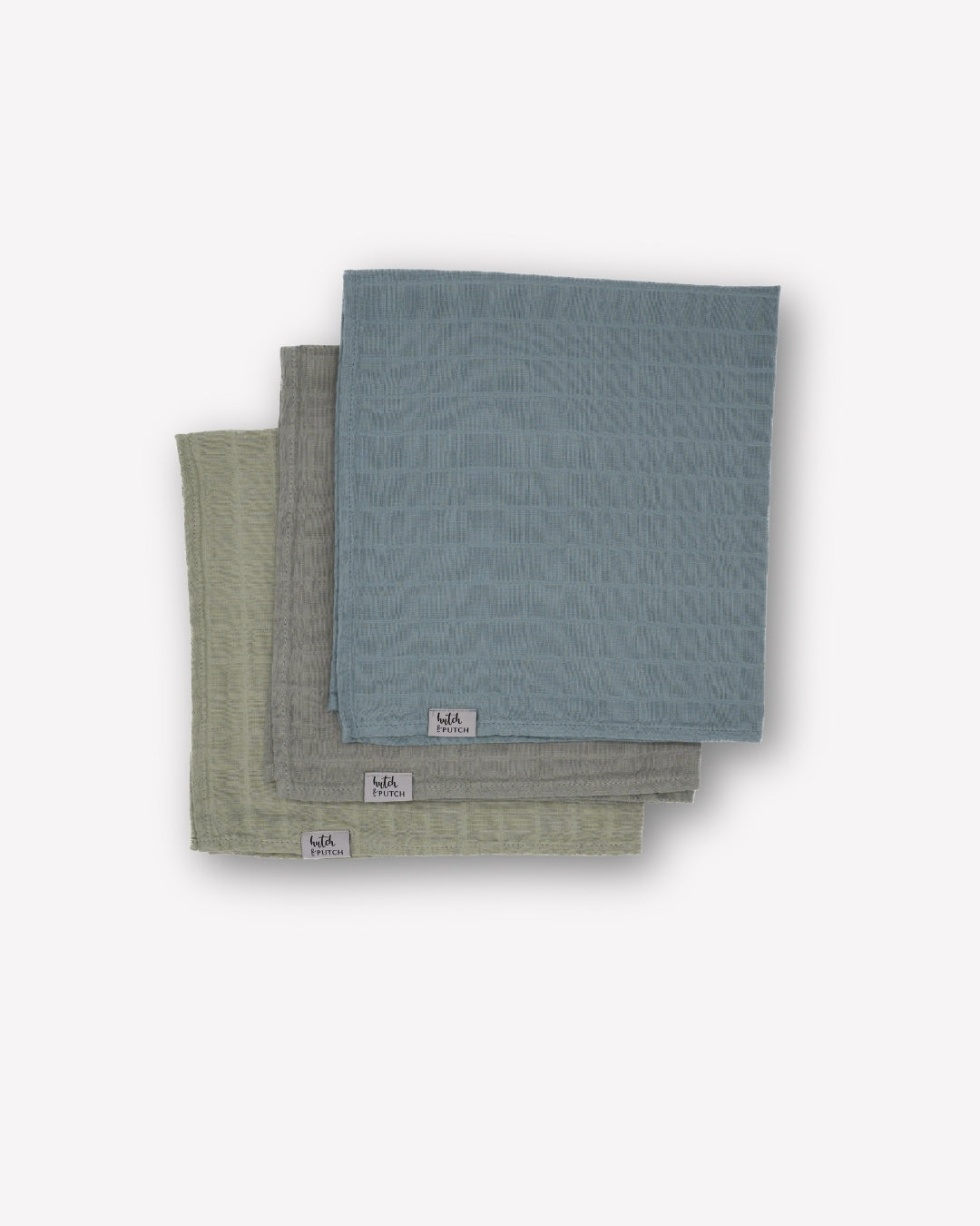 Mulltuch Bio-Baumwolle 120x120cm • einfarbige Mulltücher • 3er-Set • Graublau/Anthrazit/Salbeigrün - hutch&putch GmbH