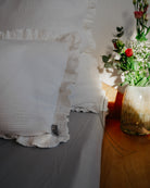 Musselin-Rüschenkopfkissen "Heide" • Off-White - hutch&putch GmbH