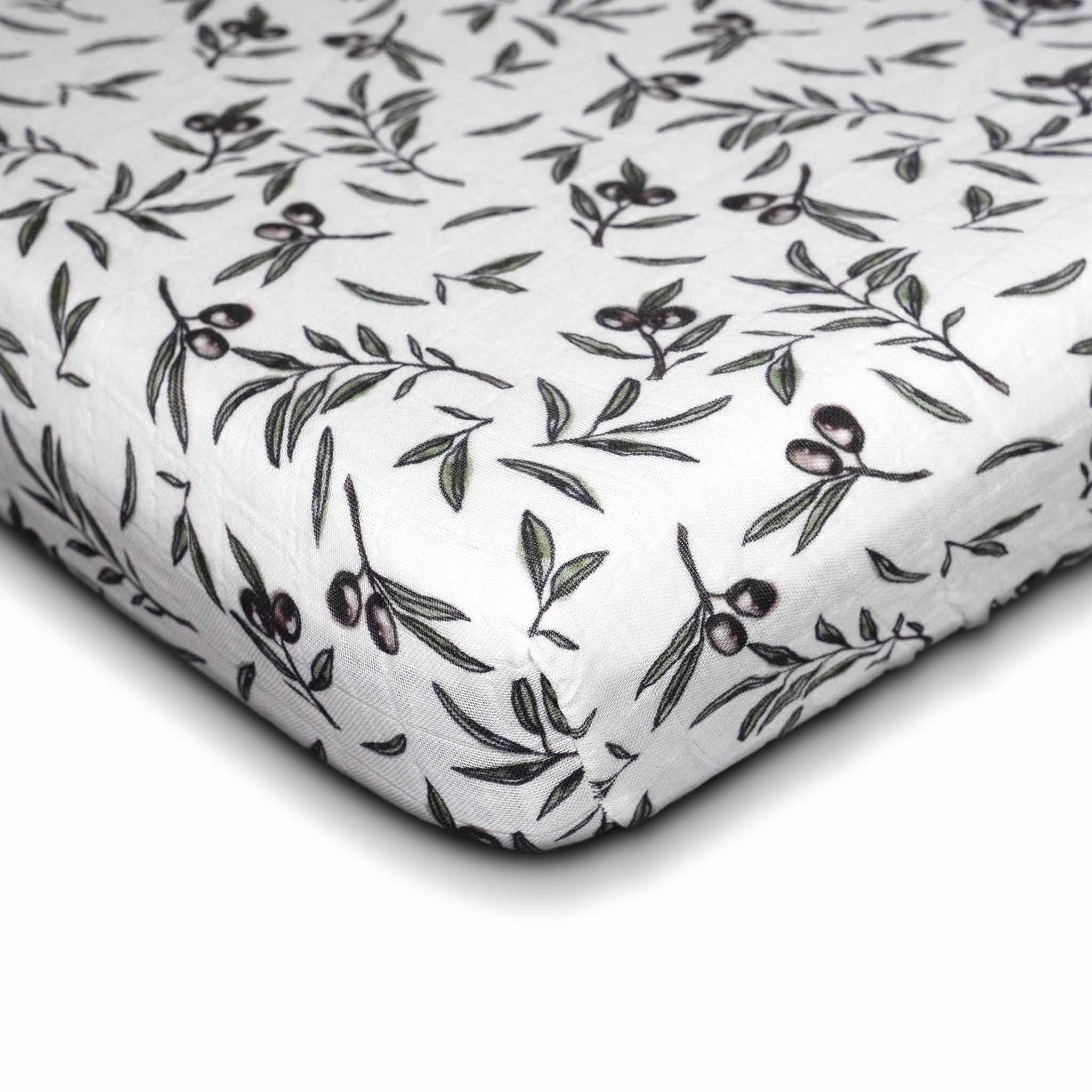 Muslin fitted sheet "Eliane" 90x200 cm • Olive Garden - hutch&putch GmbH
